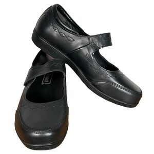 Propet Women Black Leather Mary Jane Shoes Sz 8M Walking Flats